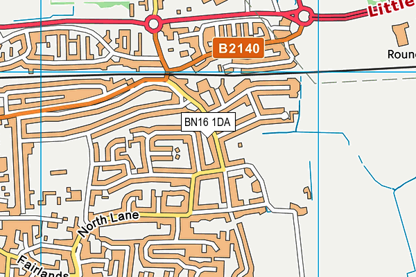 BN16 1DA map - OS VectorMap District (Ordnance Survey)
