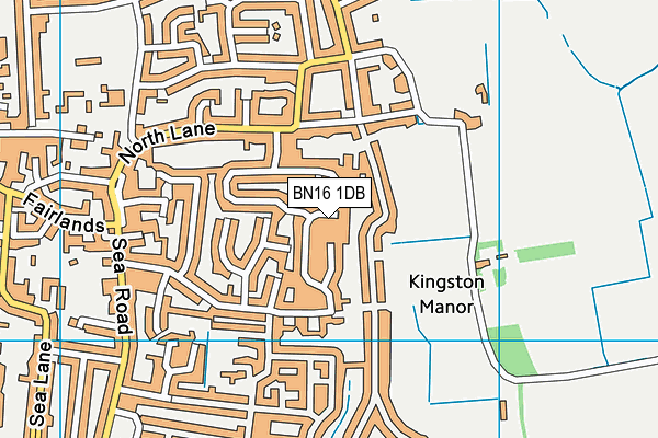 BN16 1DB map - OS VectorMap District (Ordnance Survey)