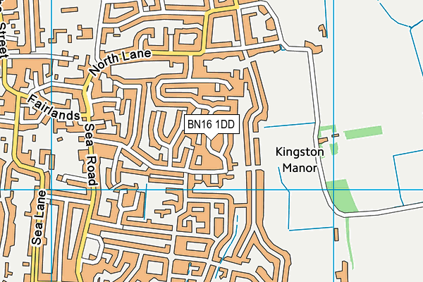 BN16 1DD map - OS VectorMap District (Ordnance Survey)