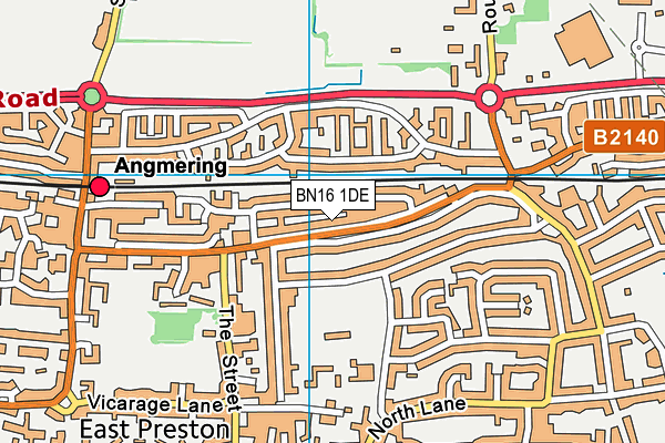 BN16 1DE map - OS VectorMap District (Ordnance Survey)