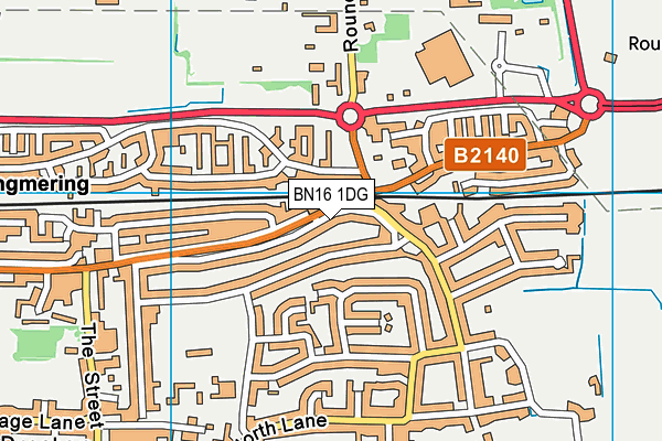 BN16 1DG map - OS VectorMap District (Ordnance Survey)