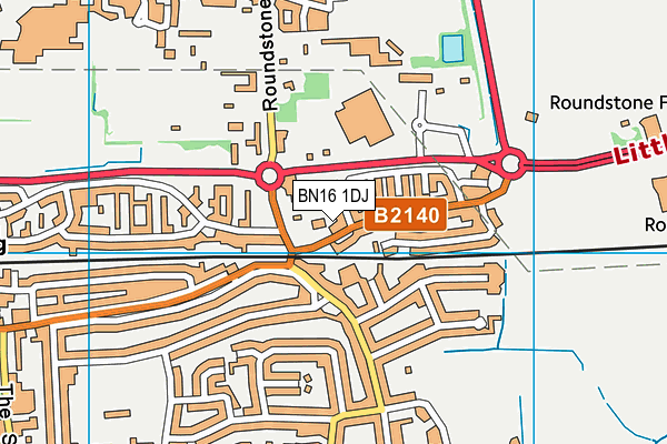 BN16 1DJ map - OS VectorMap District (Ordnance Survey)