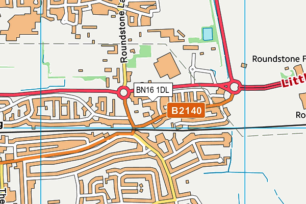BN16 1DL map - OS VectorMap District (Ordnance Survey)