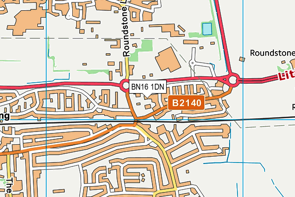 BN16 1DN map - OS VectorMap District (Ordnance Survey)
