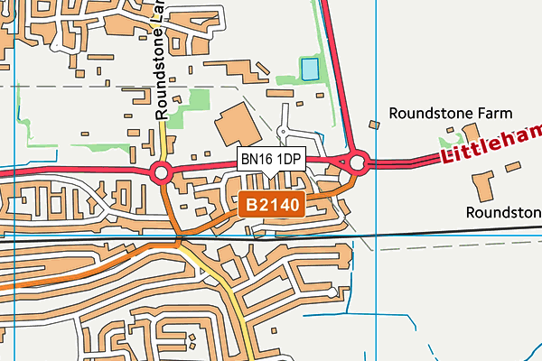 BN16 1DP map - OS VectorMap District (Ordnance Survey)