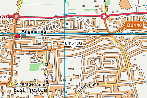 BN16 1DQ map - OS VectorMap District (Ordnance Survey)