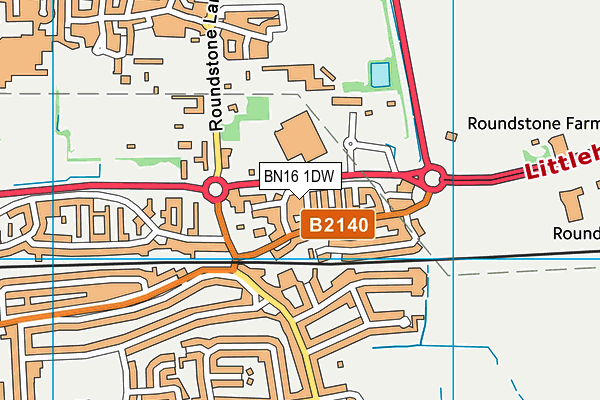 BN16 1DW map - OS VectorMap District (Ordnance Survey)