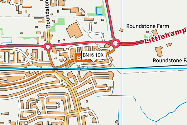 BN16 1DX map - OS VectorMap District (Ordnance Survey)