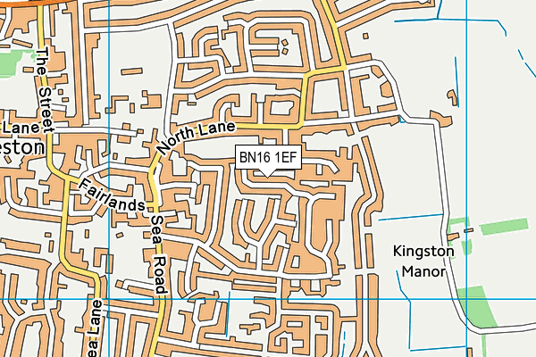 BN16 1EF map - OS VectorMap District (Ordnance Survey)