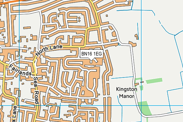 BN16 1EG map - OS VectorMap District (Ordnance Survey)