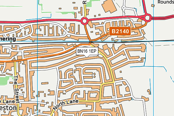 BN16 1EP map - OS VectorMap District (Ordnance Survey)