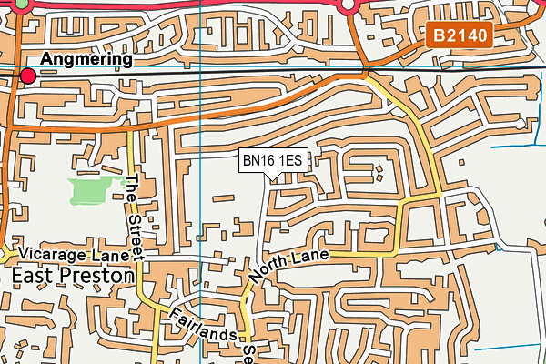 BN16 1ES map - OS VectorMap District (Ordnance Survey)