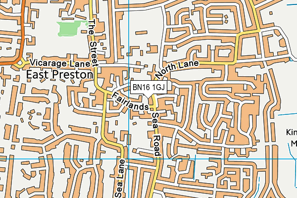 BN16 1GJ map - OS VectorMap District (Ordnance Survey)