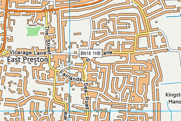 BN16 1HB map - OS VectorMap District (Ordnance Survey)