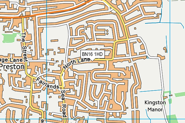 BN16 1HD map - OS VectorMap District (Ordnance Survey)