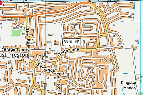 BN16 1HE map - OS VectorMap District (Ordnance Survey)