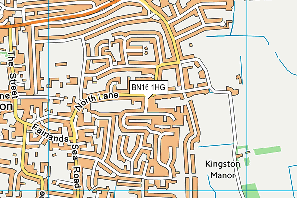 BN16 1HG map - OS VectorMap District (Ordnance Survey)