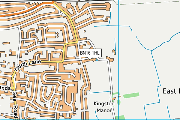 BN16 1HL map - OS VectorMap District (Ordnance Survey)