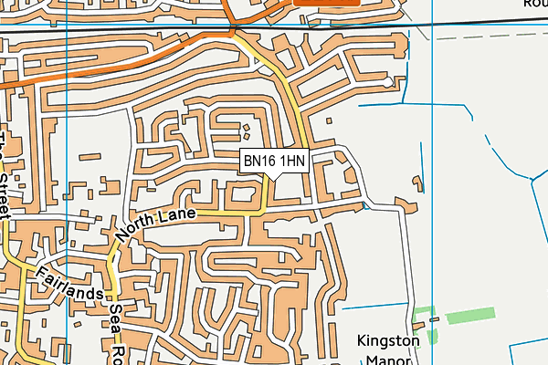 BN16 1HN map - OS VectorMap District (Ordnance Survey)