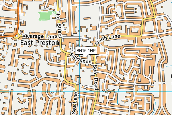 BN16 1HP map - OS VectorMap District (Ordnance Survey)
