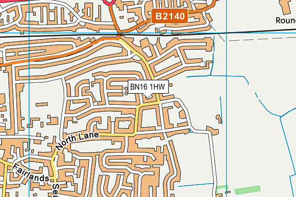 BN16 1HW map - OS VectorMap District (Ordnance Survey)