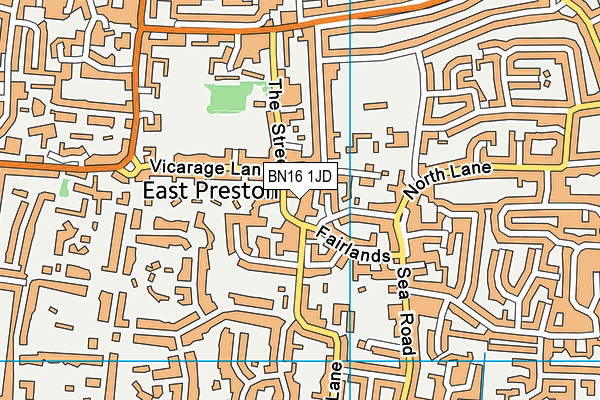 BN16 1JD map - OS VectorMap District (Ordnance Survey)