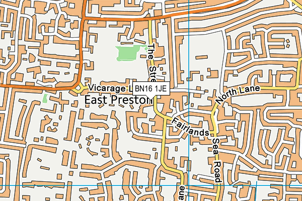 BN16 1JE map - OS VectorMap District (Ordnance Survey)