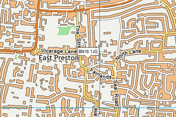 BN16 1JG map - OS VectorMap District (Ordnance Survey)
