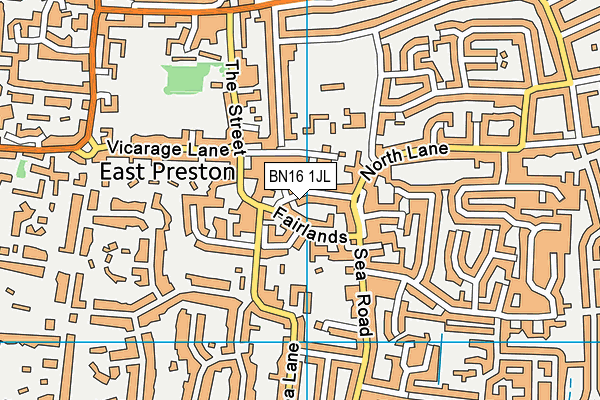 BN16 1JL map - OS VectorMap District (Ordnance Survey)
