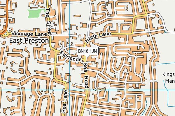 BN16 1JN map - OS VectorMap District (Ordnance Survey)