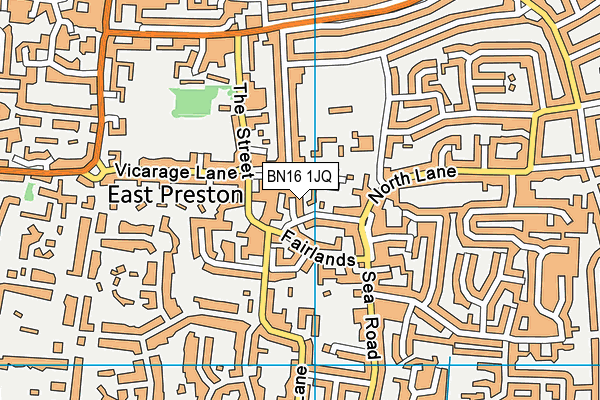 BN16 1JQ map - OS VectorMap District (Ordnance Survey)