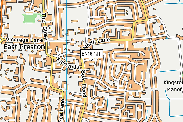 BN16 1JT map - OS VectorMap District (Ordnance Survey)