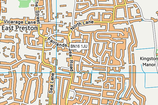 BN16 1JU map - OS VectorMap District (Ordnance Survey)
