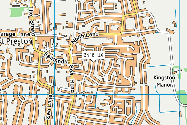 BN16 1JX map - OS VectorMap District (Ordnance Survey)