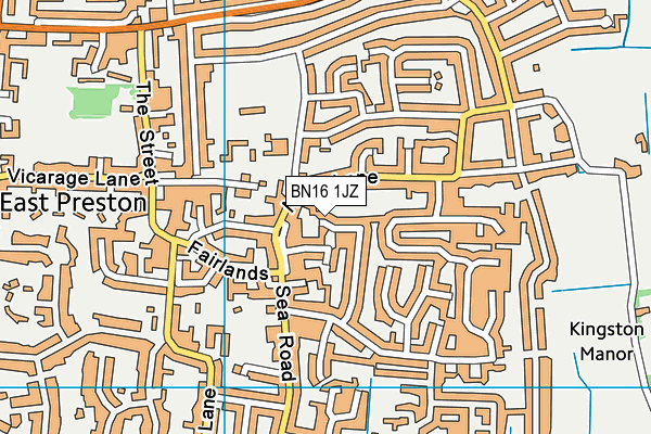 BN16 1JZ map - OS VectorMap District (Ordnance Survey)