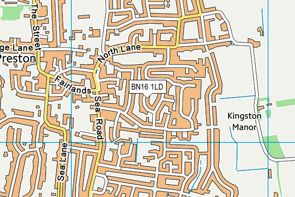BN16 1LD map - OS VectorMap District (Ordnance Survey)