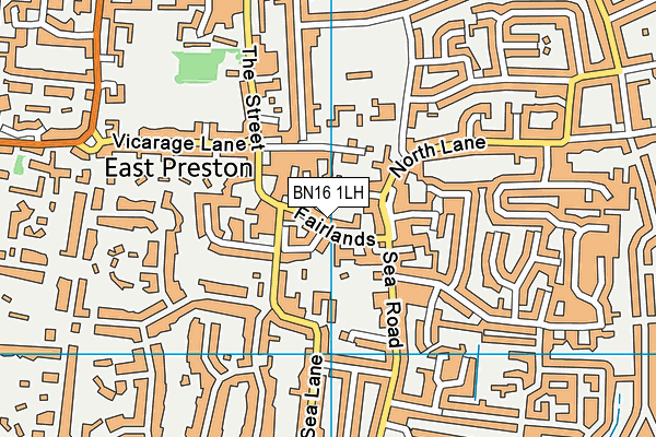BN16 1LH map - OS VectorMap District (Ordnance Survey)