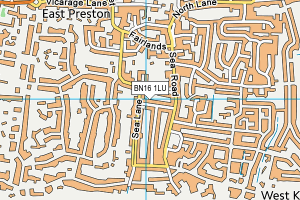 BN16 1LU map - OS VectorMap District (Ordnance Survey)
