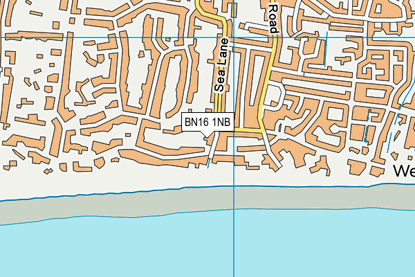 BN16 1NB map - OS VectorMap District (Ordnance Survey)