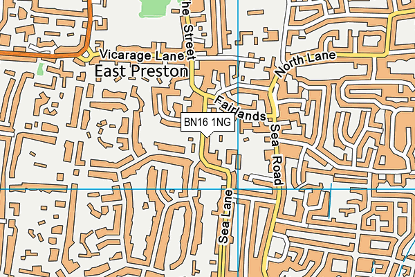 BN16 1NG map - OS VectorMap District (Ordnance Survey)