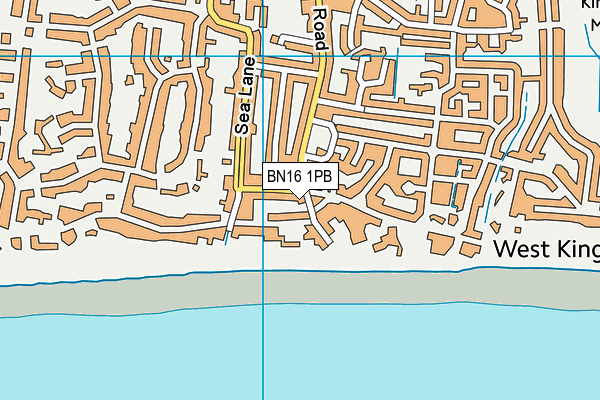 BN16 1PB map - OS VectorMap District (Ordnance Survey)
