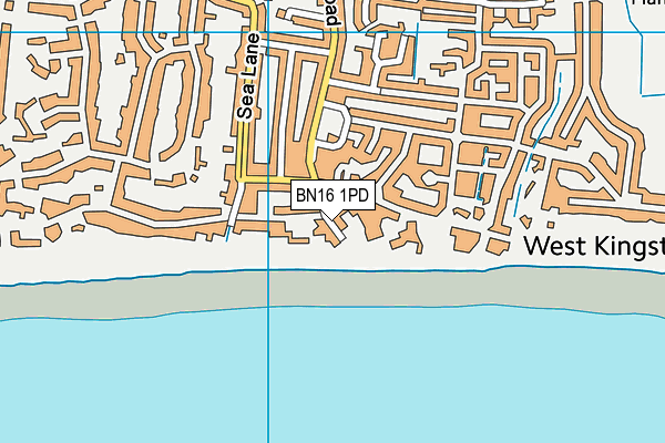 BN16 1PD map - OS VectorMap District (Ordnance Survey)