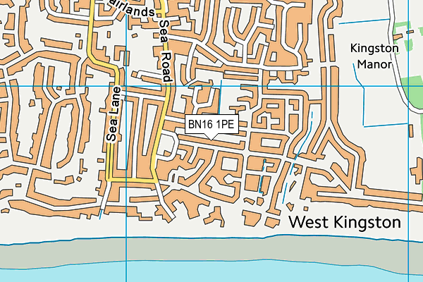 BN16 1PE map - OS VectorMap District (Ordnance Survey)