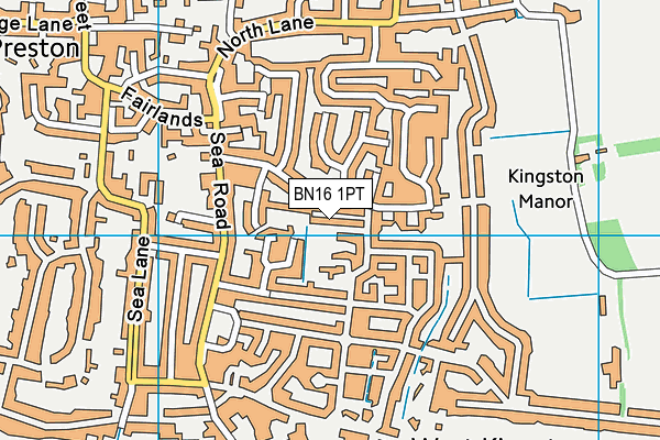 BN16 1PT map - OS VectorMap District (Ordnance Survey)