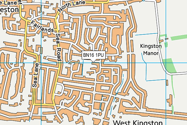 BN16 1PU map - OS VectorMap District (Ordnance Survey)
