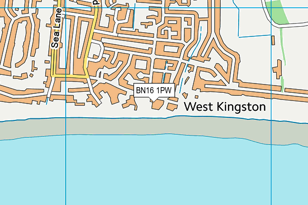 BN16 1PW map - OS VectorMap District (Ordnance Survey)
