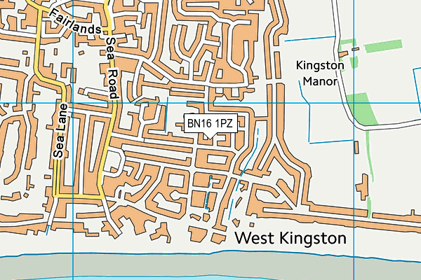 BN16 1PZ map - OS VectorMap District (Ordnance Survey)