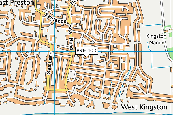 BN16 1QD map - OS VectorMap District (Ordnance Survey)