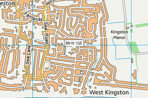BN16 1QE map - OS VectorMap District (Ordnance Survey)