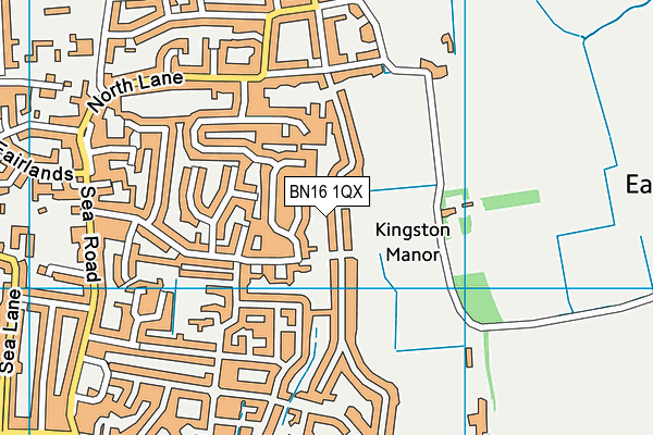 BN16 1QX map - OS VectorMap District (Ordnance Survey)